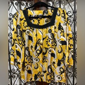 Style & Co. Yellow and Black Floral Skirt